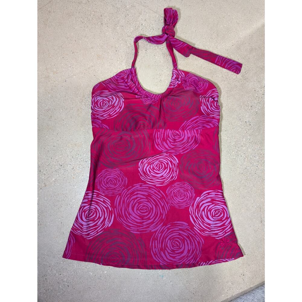 Halter Tankini Swim Top in Fuchsia Pink Floral